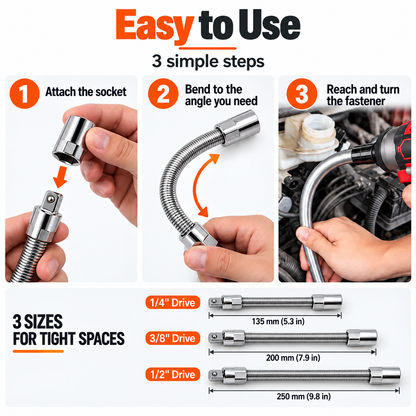 3-Piece Flexible Socket Extension Set