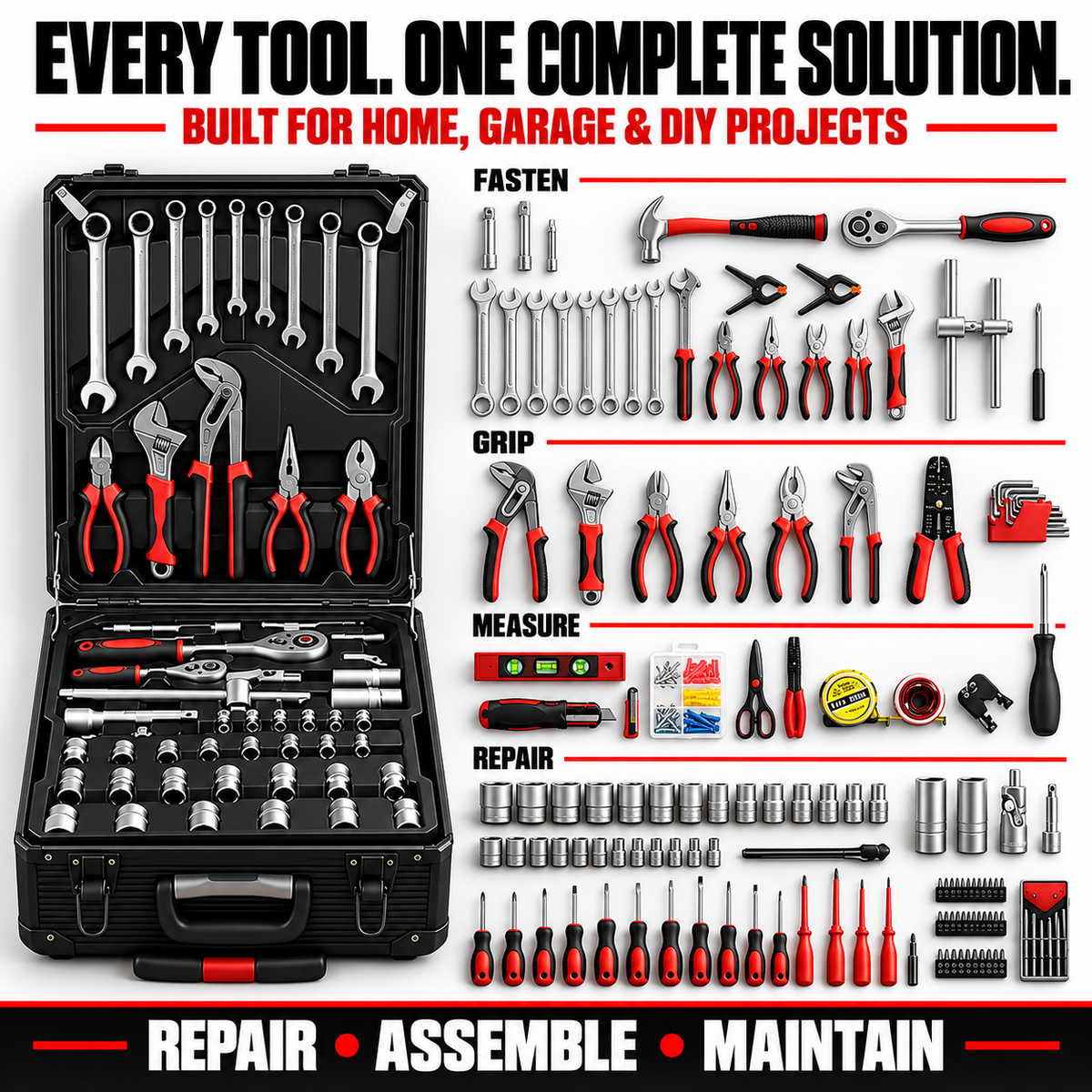 899-Piece DIY Tool Set with Wheeled Case