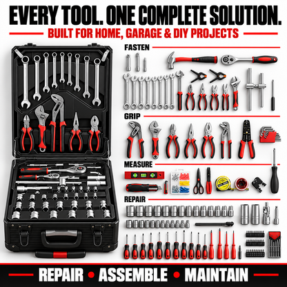 899-Piece DIY Tool Set with Wheeled Case