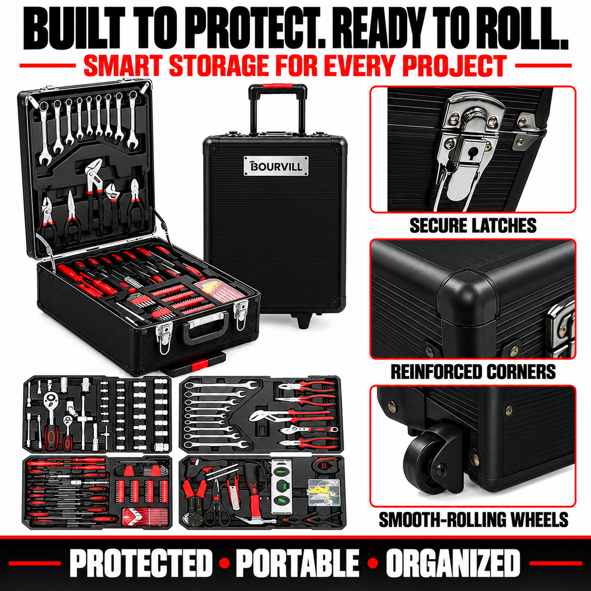 899-Piece DIY Tool Set with Wheeled Case