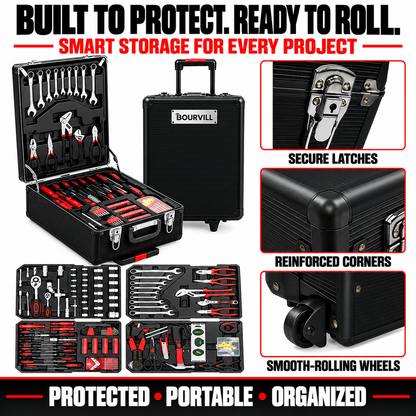 899-Piece DIY Tool Set with Wheeled Case