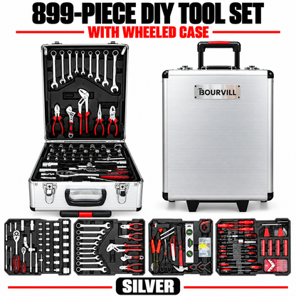 899-Piece DIY Tool Set with Wheeled Case